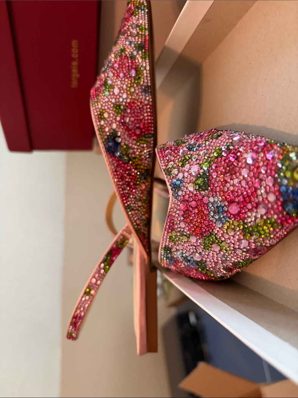 Betsey Johnson Pink Multicolor Beaded Pointed-Toe Slingback Flats - Picture 5 of 5